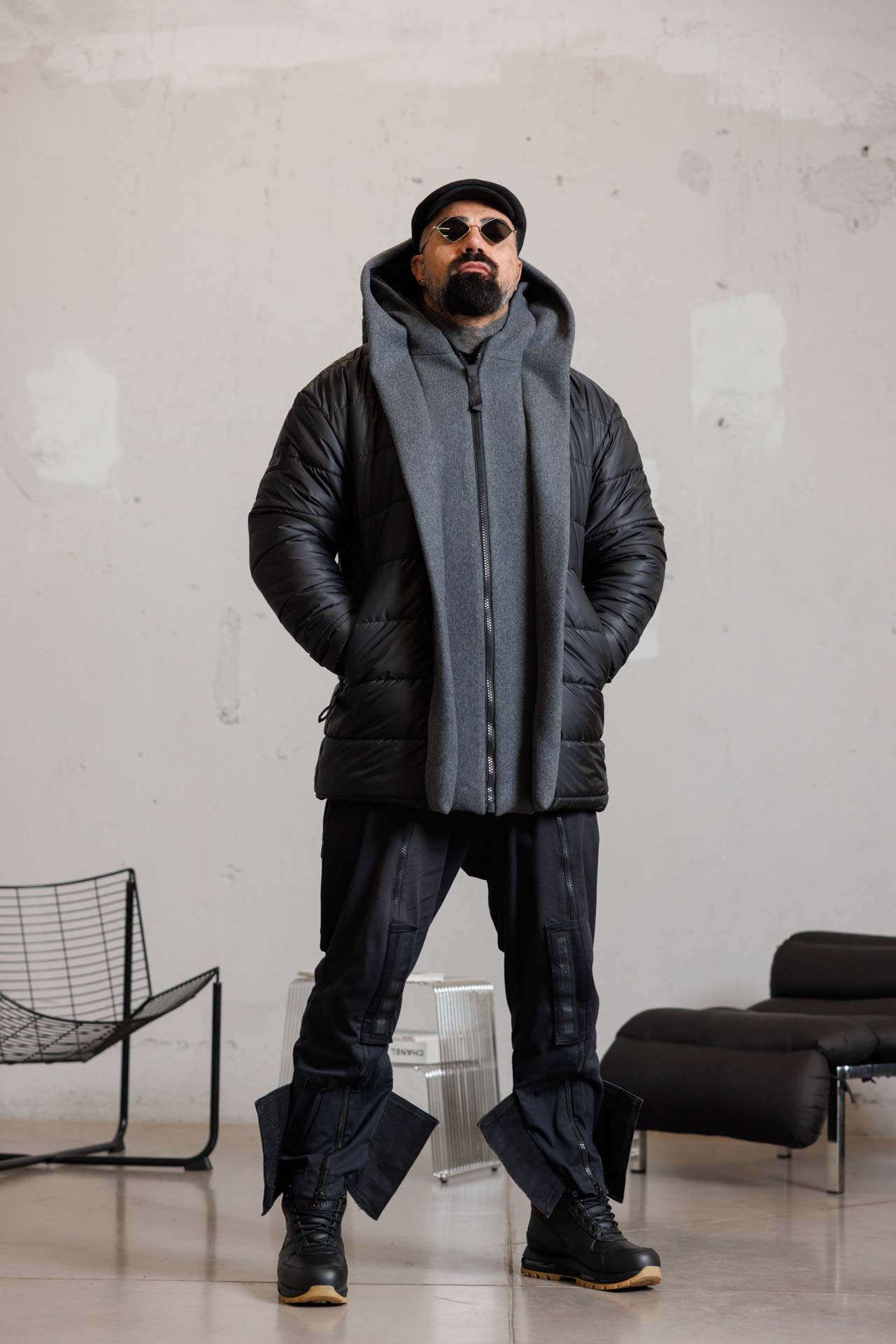 Мъжко зимно яке с  качулка и двоен панел the king-м163