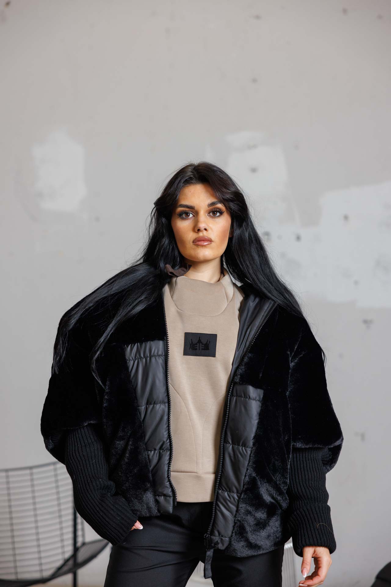 Дамско зимно яке soft touch black-690