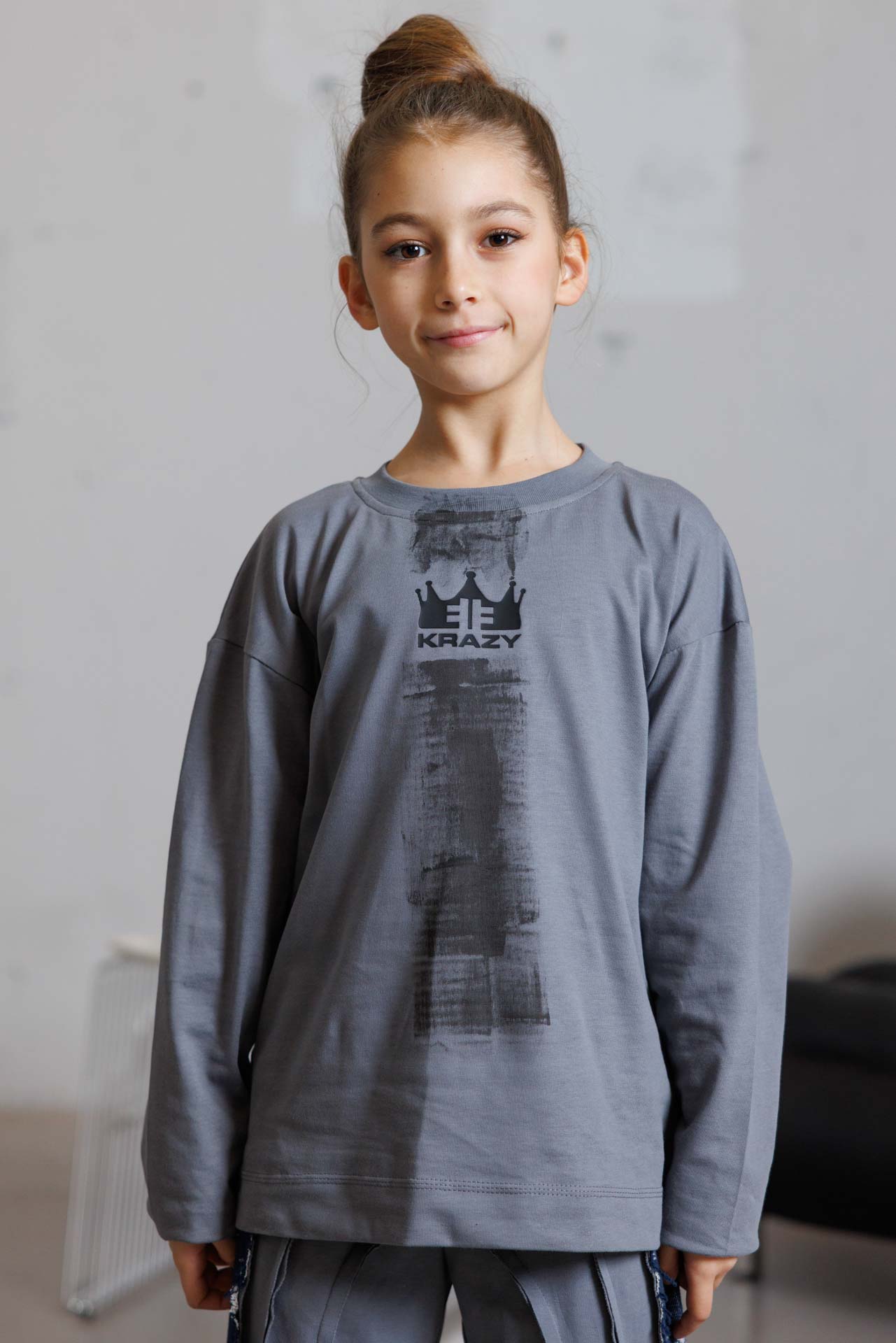 Детска блуза от памук в сив цвят-К028