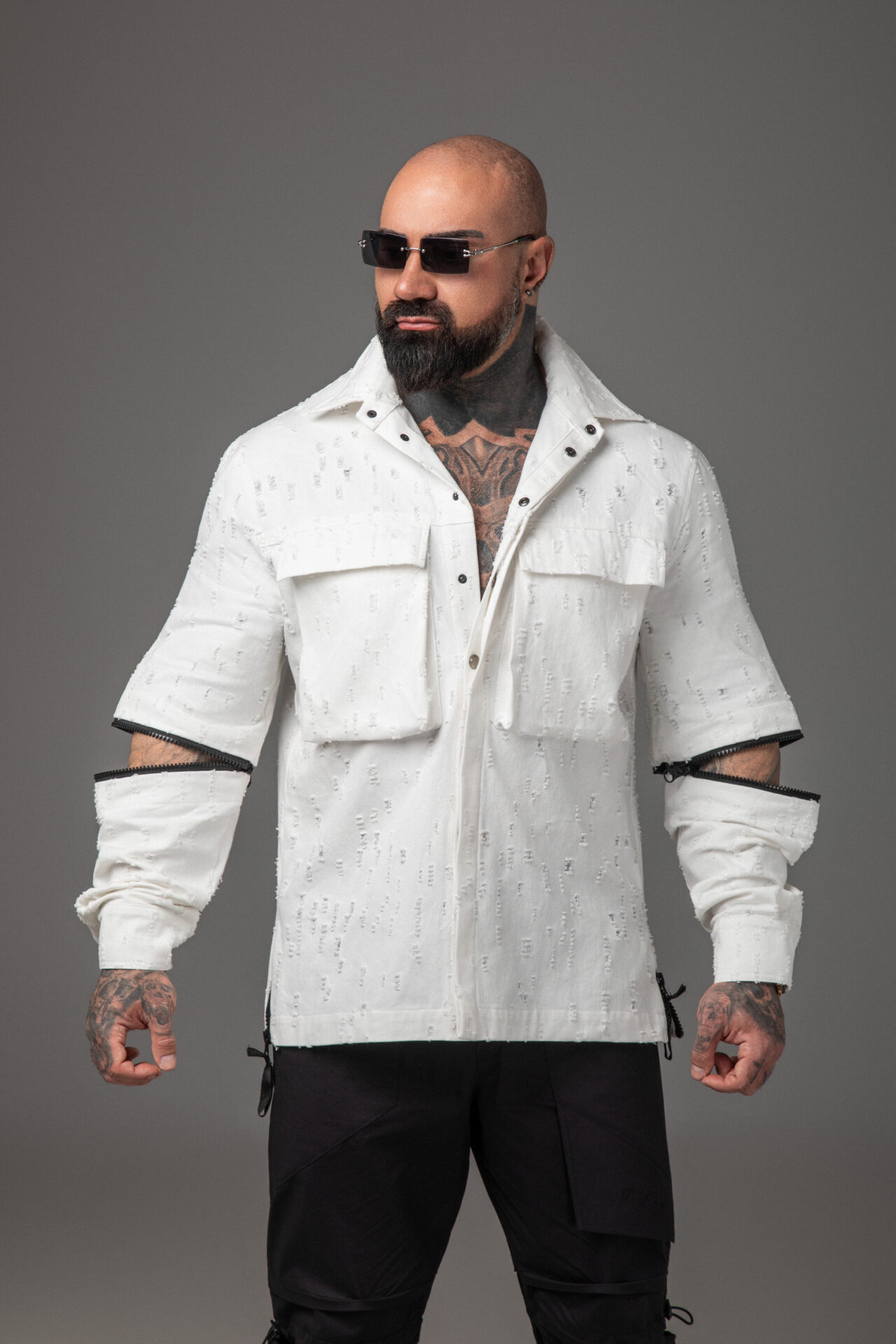 Мъжка риза the king white denim-м175