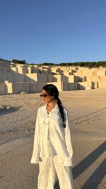 Дамски сатенен комплект от две части white-728